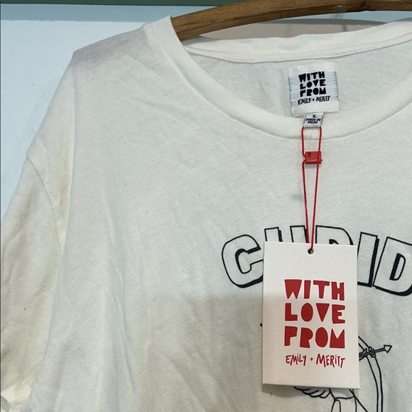 Cupid Take Aim funny valentine Graphic Tee Cream Short sleeve new small women’s - Picture 4 of 5